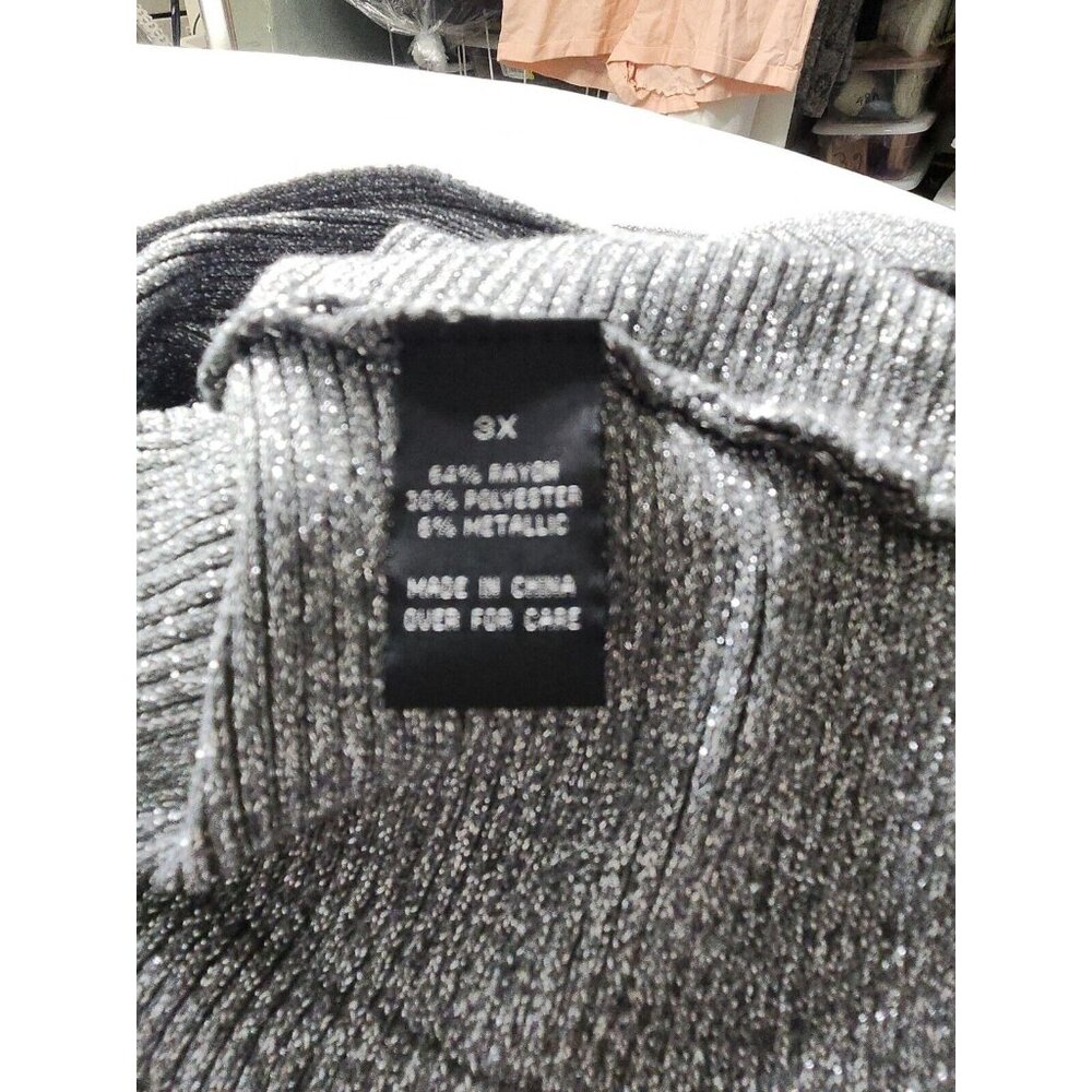 I.N.Studio Womens Size 3 X Silver top blouse plus 3/4 sleeve Crew Neck NWT --22 - Picture 9 of 10